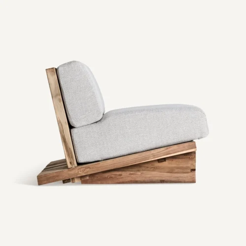 Fauteuil Pure écru et teck recyclé Vical Home — vue 3
