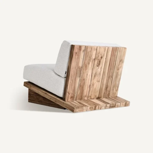 Fauteuil Pure écru et teck recyclé Vical Home — vue 4