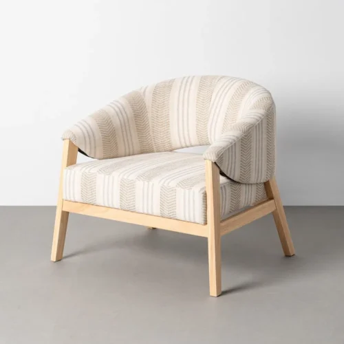 Fauteuil rayé beige Ixia 82 cm