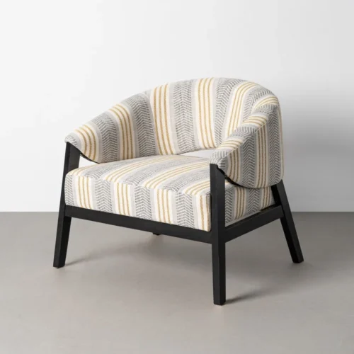 Fauteuil rayé gris Ixia 82 cm