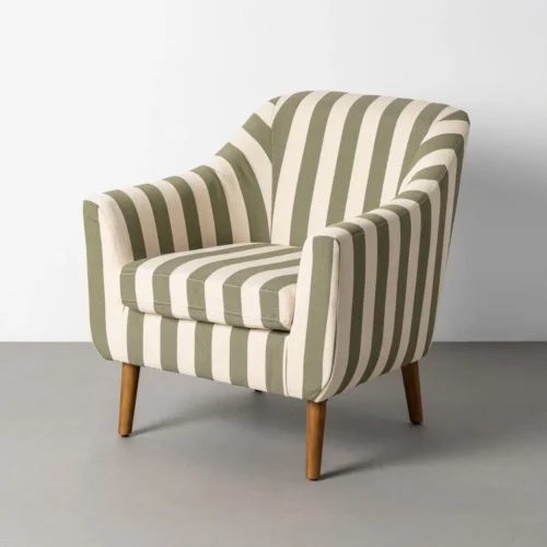 Fauteuil rayé vert Ixia 74 cm
