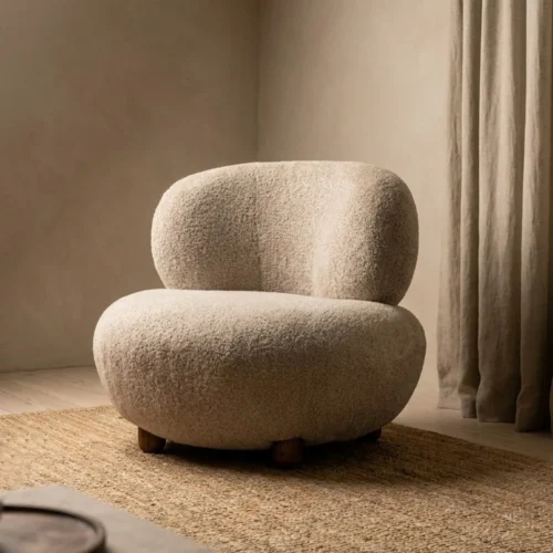 Fauteuil tapissé beige Ixia 93 cm