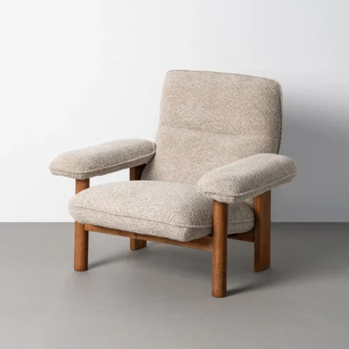 Fauteuil tapissé beige Ixia 97 cm — vue 2