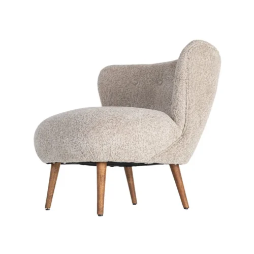Fauteuil tapissé beige piètement hévéa Ixia 78 cm — vue 5