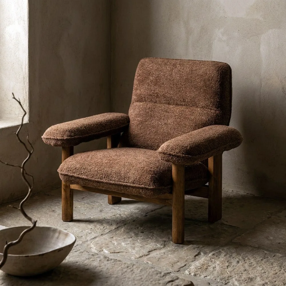 Fauteuil tapissé marron Ixia 96 cm