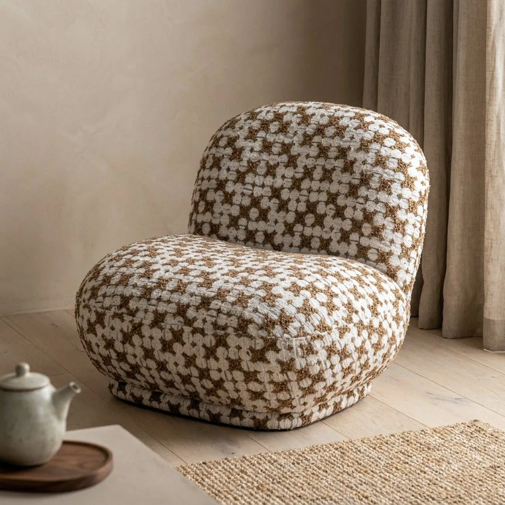 Fauteuil tapissé marron piètement métal Ixia 82 cm