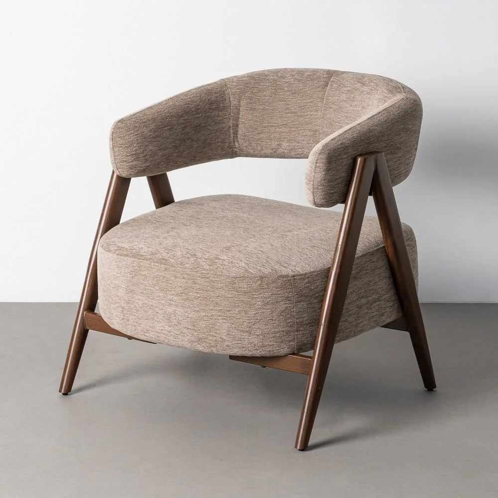 Fauteuil tapissé taupe Ixia 75 cm