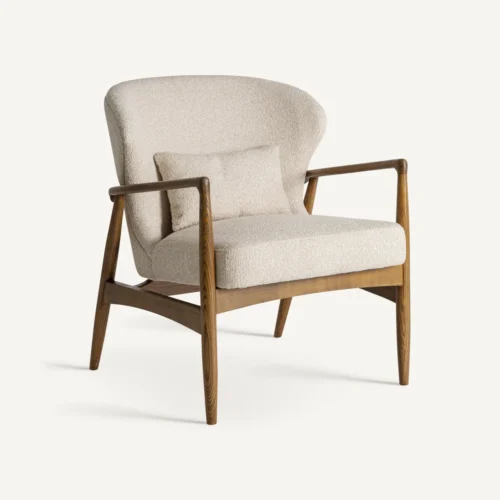 Fauteuil Tarres beige et frêne marron Vical Home