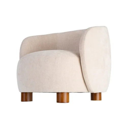 Fauteuil tissu crème piètement bois d'hévéa Ixia 73 cm — vue 4