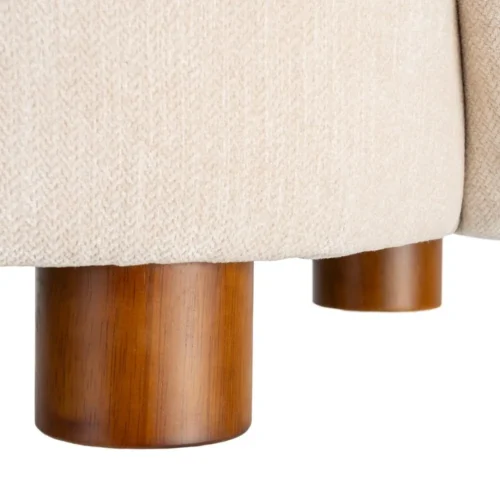 Fauteuil tissu crème piètement bois d'hévéa Ixia 73 cm — vue 5