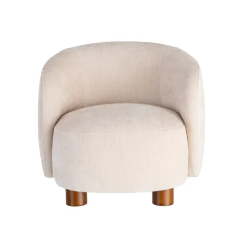 Fauteuil tissu crème piètement bois d'hévéa Ixia 73 cm — vue 9