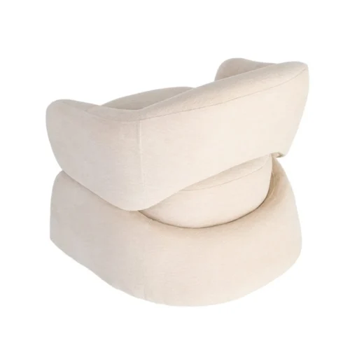 Fauteuil tissu crème structure en bois Ixia 77 cm — vue 4