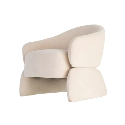 Fauteuil tissu crème structure en bois Ixia 77 cm — vue 7