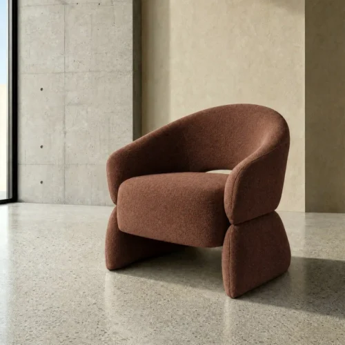 Fauteuil tissu marron structure en bois Ixia 77 cm