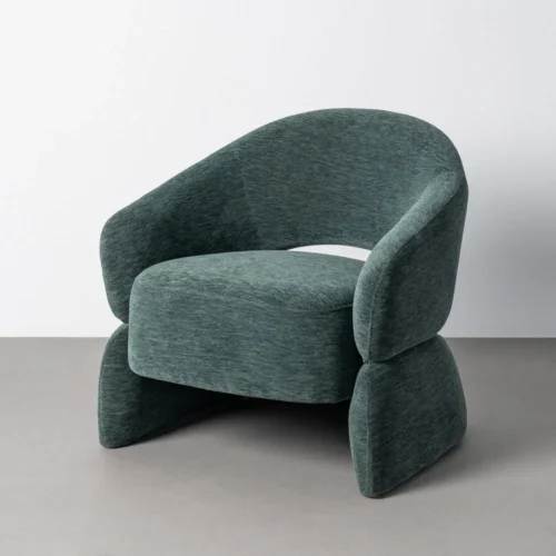 Fauteuil tissu vert structure en bois Ixia 77 cm — vue 6