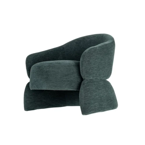 Fauteuil tissu vert structure en bois Ixia 77 cm — vue 9