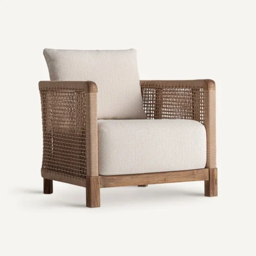 Fauteuil Trena teck recyclé et blanc Vical Home