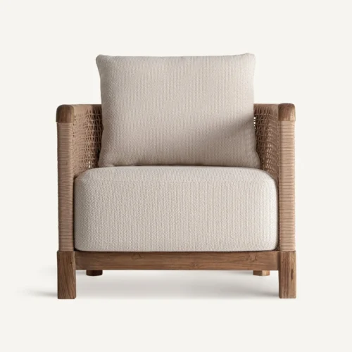 Fauteuil Trena teck recyclé et blanc Vical Home — vue 2