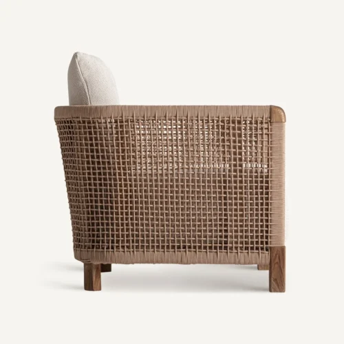 Fauteuil Trena teck recyclé et blanc Vical Home — vue 3