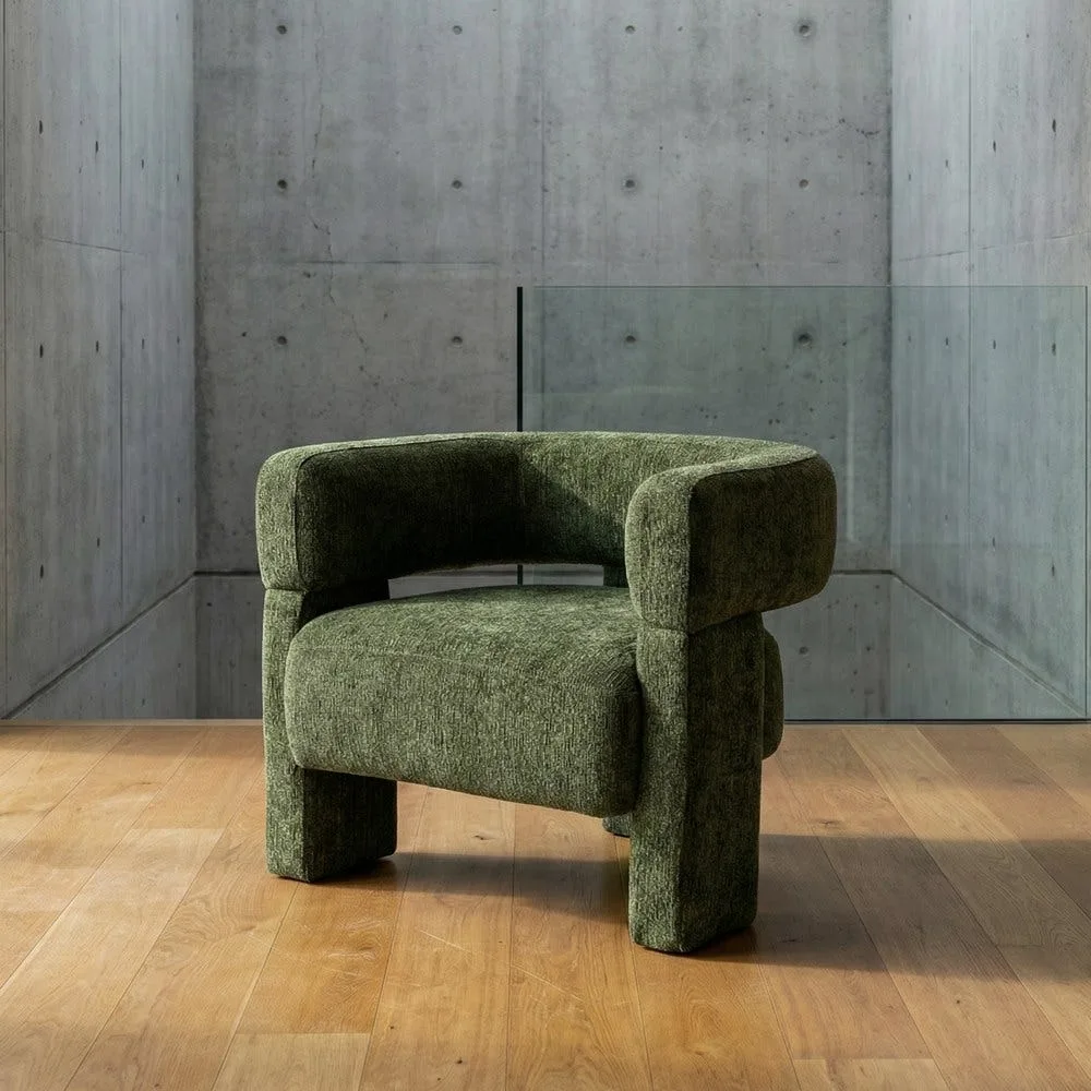 Fauteuil vert tissu piètement pin Ixia 81 cm
