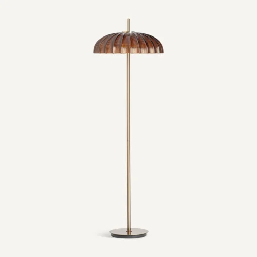 Lampadaire Amberis verre marron et acier doré Vical Home