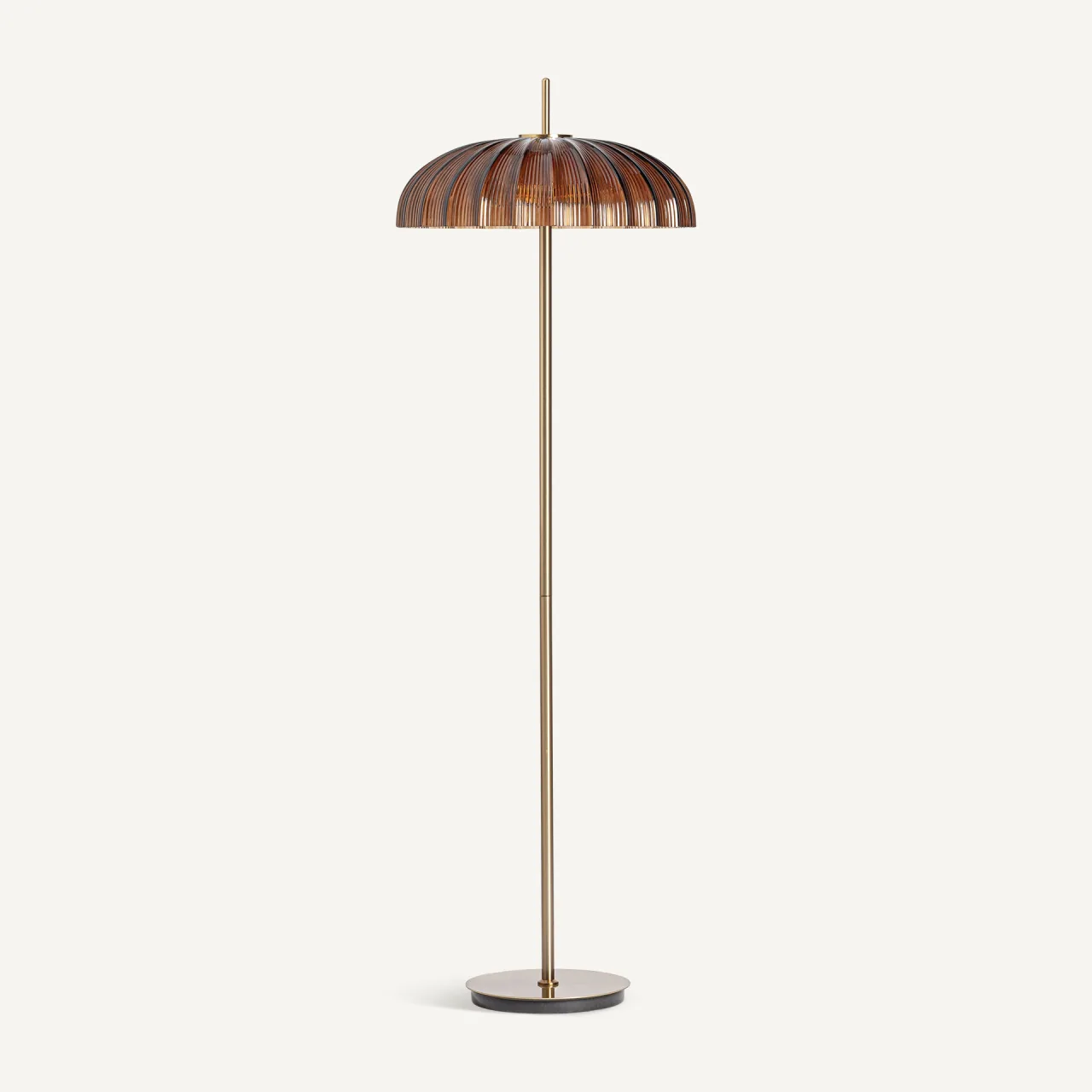 Lampadaire Amberis verre marron et acier doré Vical Home