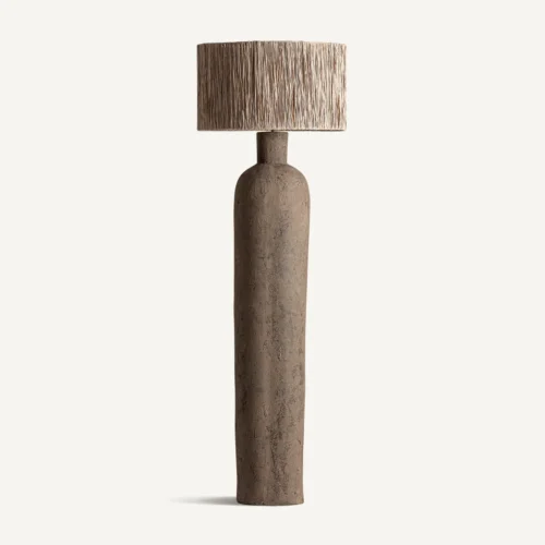 Lampadaire en béton gris et fibre naturelle beige Vical Home