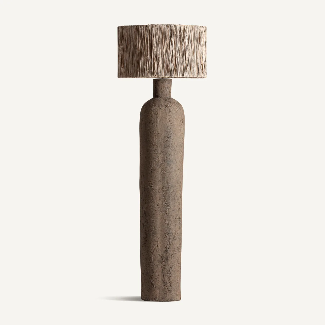 Lampadaire en béton gris et fibre naturelle beige Vical Home