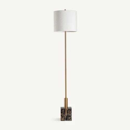 Lampadaire Saholy marbre noir et abat-jour blanc cassé Vical Home