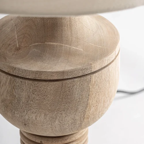 Lampe à poser Bamberg bois de manguier et coton beige Vical Home — vue 3