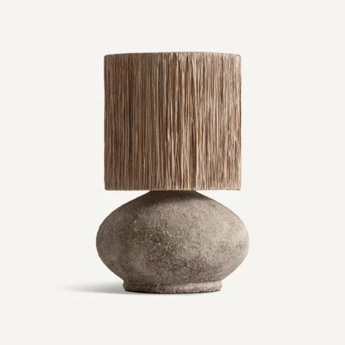 Lampe à poser béton crème et fibre naturelle sable Vical Home