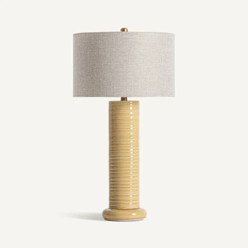 Lampe à poser Blanes céramique ocre et lin Vical Home