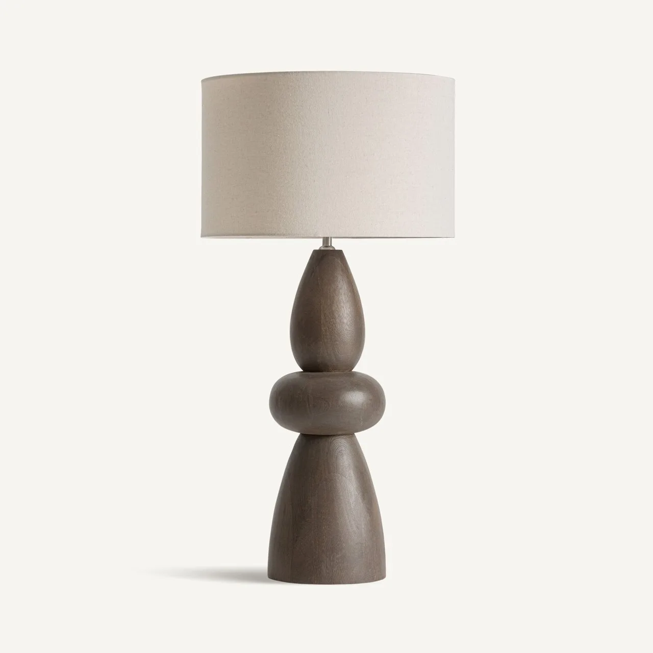 Lampe à poser Cinzia bois de manguier et abat-jour beige Vical Home