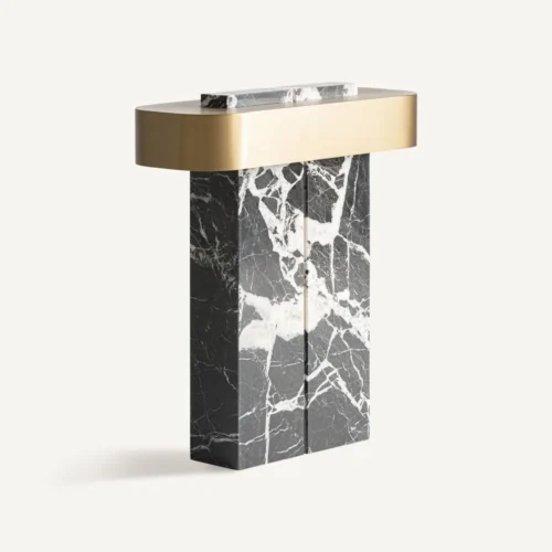 Lampe à poser Dasha marbre noir veiné et doré Vical Home — vue 2