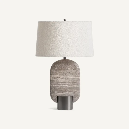 Lampe à poser Dilash marbre clair et abat-jour gris Vical Home