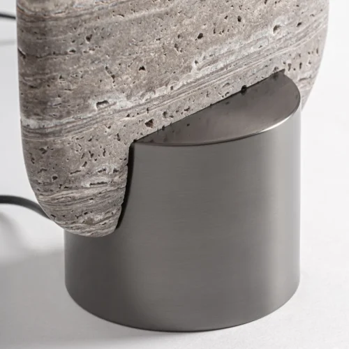 Lampe à poser Dilash marbre clair et abat-jour gris Vical Home — vue 3