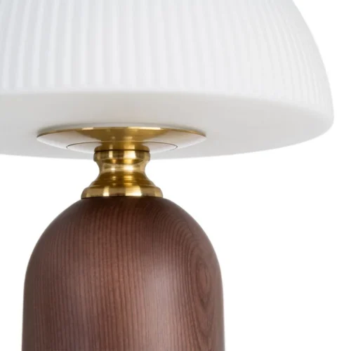 Lampe à poser en bois de frêne abat-jour en verre Ixia 38 cm — vue 3