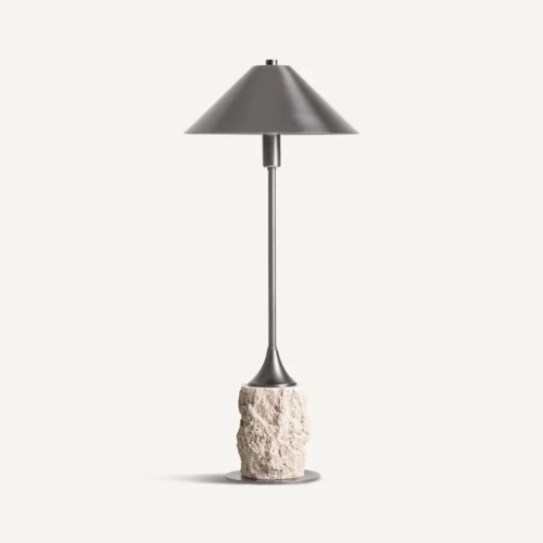 Lampe à poser Frangy marbre blanc et laiton noir Vical Home