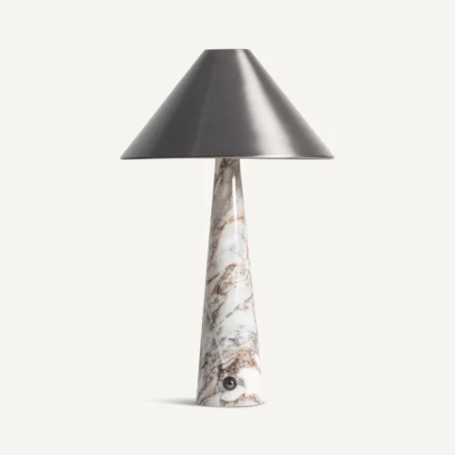 Lampe à poser Nantua marbre blanc et laiton noir Vical Home