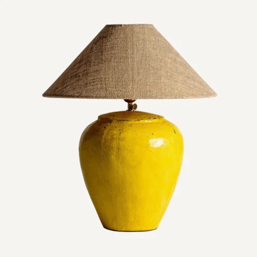 Lampe à poser terre cuite moutarde et jute Vical Home