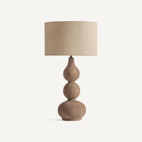 Lampe à poser Touches bois de manguier et jute crème Vical Home