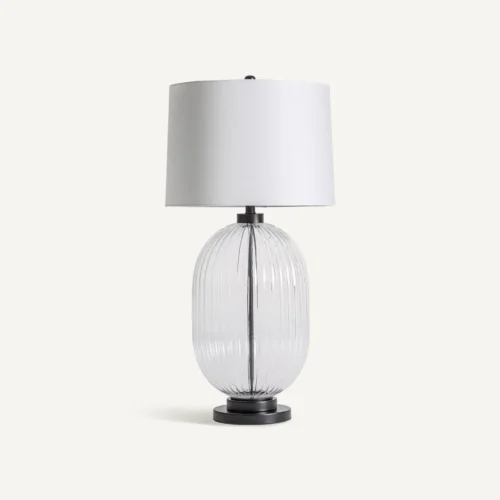 Lampe à poser Xalsha verre et lin blanc Vical Home