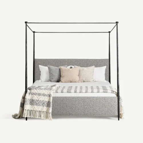 Meubles Vical Home Lit Ayerbe fer noir et coton beige Vical Home