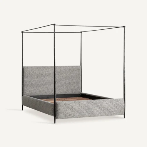 Lit Ayerbe fer noir et coton beige Vical Home — vue 2