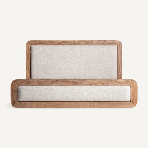 Lit Dangy acacia et tissu beige chiné Vical Home — vue 3