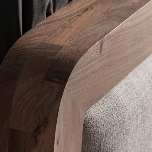 Lit Dangy acacia et tissu beige chiné Vical Home — vue 7