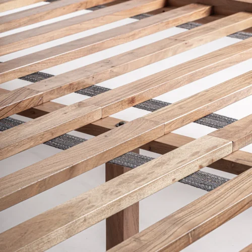 Lit Dangy acacia et tissu beige chiné Vical Home — vue 8