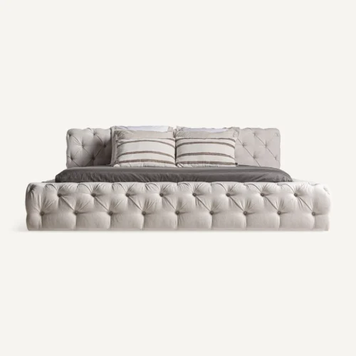 Lit Santorini beige clair capitonné Vical Home