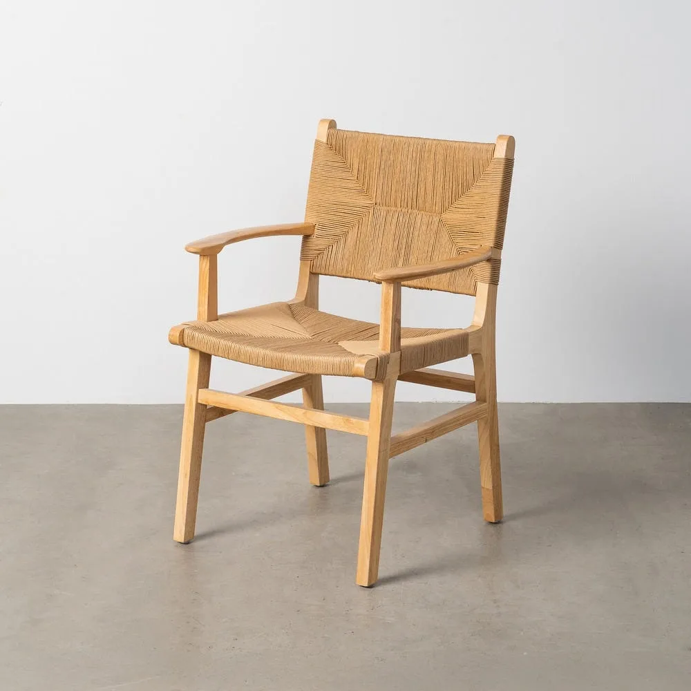 Lot 2 Chaises avec accoudoirs corde de papier naturel Ixia 61 cm