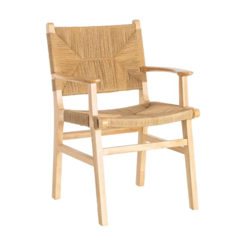 Lot 2 Chaises avec accoudoirs corde de papier naturel Ixia 61 cm — vue 2